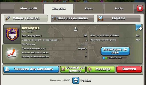 Achat clan clash of clans