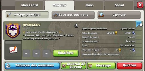 Achat clan clash of clans