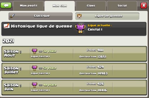 Achat clan clash of clans