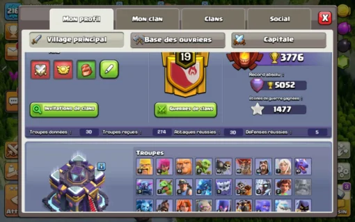 Vendre compte clash of clans