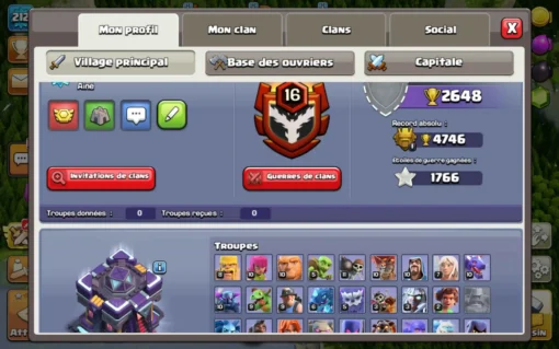 Vendre compte clash of clans